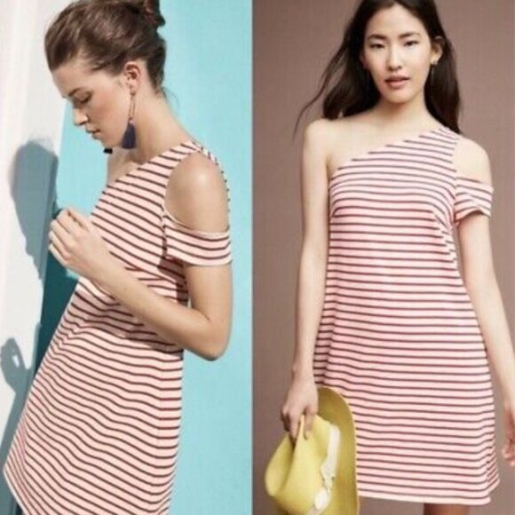 Maeve for Anthropologie One-Shoulder Cotton Dress – Size Medium Coastal Chic - Picture 1 of 6